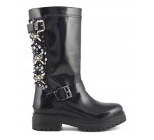(image for) Basso Prezzo Biker boot with sequins and stones embroidery F08171824-0205 - Click Image to Close